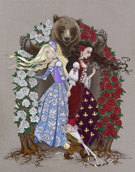 Snow White And Rose Red Fairy Tale Print