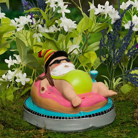 Greenlighting Donut Worry Be Happy Garden Gnome Hand Painted Novelty