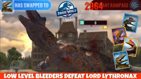Low Level Bleeders Defeat Lord Lythronax Jurassic World Alive 218 Youtube