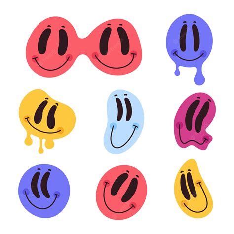 Premium Vector Cartoon Smiling Emoji Faces Cute Comic Characters Flat