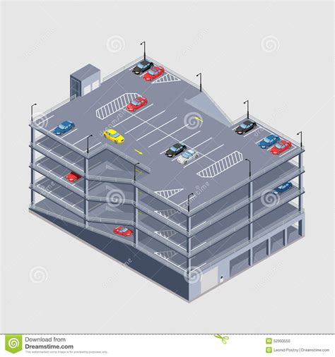 Indoor Multi-storey Car Park Stock Illustration - Illustration of