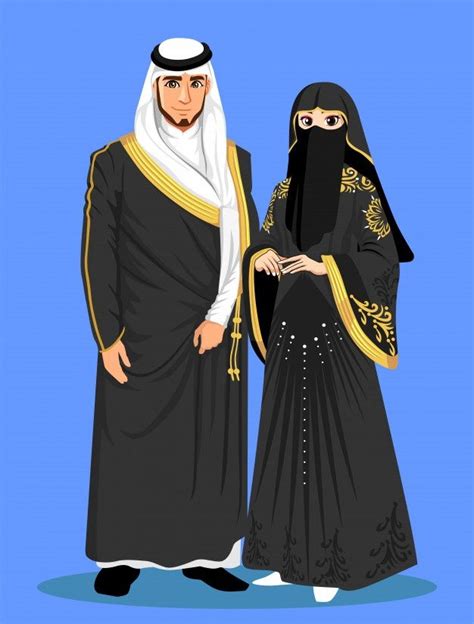 Saudi Arabian Brides With Black Clothes Bride And Groom Cartoon