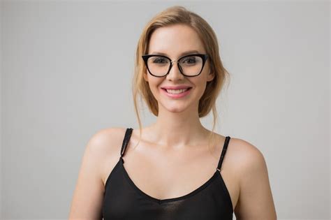 Free Photo Portrait Of Young Woman Wearing Retro Black Glasses 29f