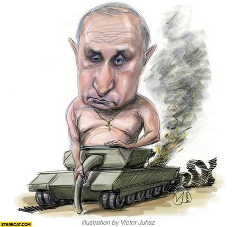 Putin Tank Barrel Flaccid Ukraine Invasion Fail Illustration Starecat Com