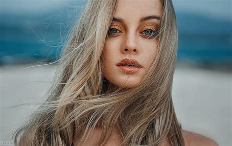 Hd Wallpaper Women Face Evgeny Freyer Blue Eyes Blonde Portrait