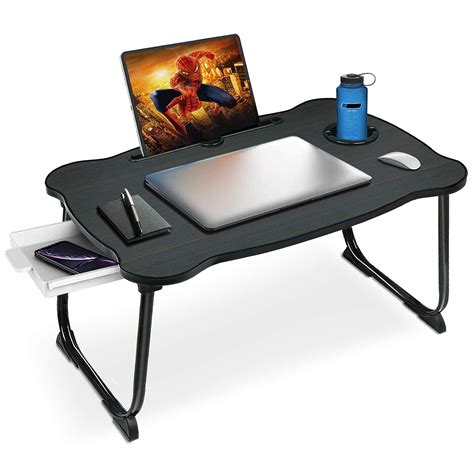 Buy Zapuno Foldable Laptop Bed Table Lap Table Tray With Storage Drawer
