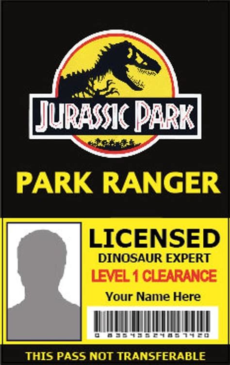 Items Similar To Custom Jurassic Park Pvc Id Pass Park Pass Park