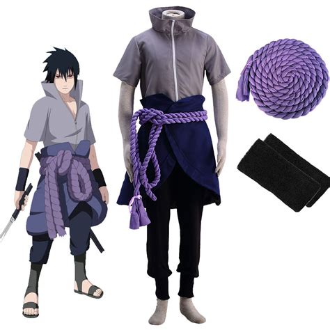 Naruto Shippuden Costume Uchiha Sasuke Cosplay Full Outfit For Men And