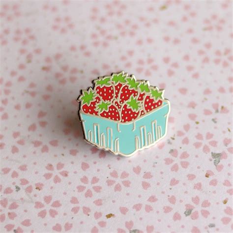 Strawberry Basket Enamel Pin Fruit Lapel Pin Hard Enamel Pin