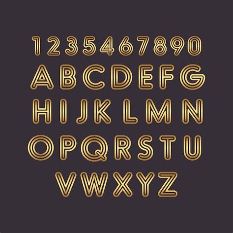 Premium Vector Luxury Golden Stripe Alphabet Font