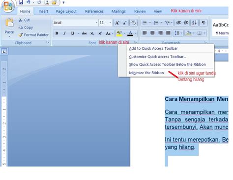 Cara Menampilkan Menu Toolbar Miscrosoft Word Excel Yang Hilang