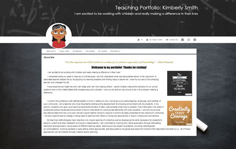 Portfolio Website: Kimberly Smith | Teaching portfolio, Portfolio website examples, Portfolio ...