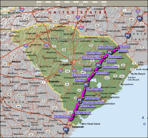 Map Of I 95 South Carolina System Map