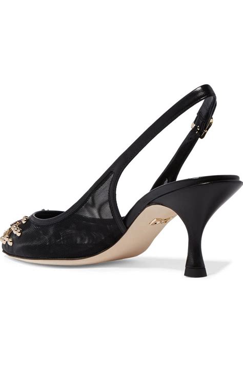 Black Womens Dolce And Gabbana Evening Shoes Embellished Mesh And