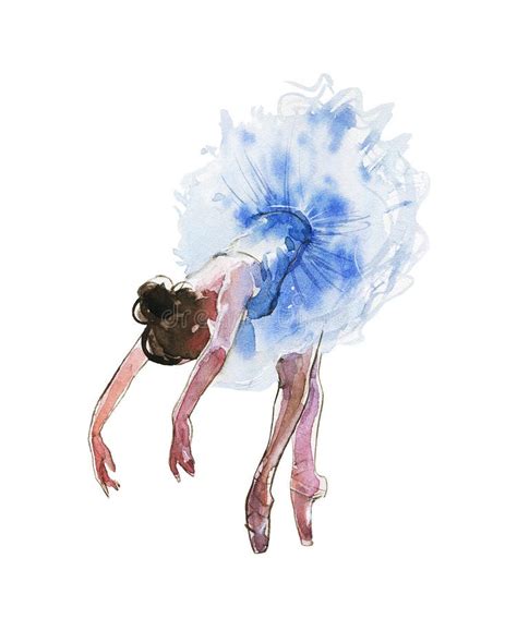 Watercolor Ballerina Hand Drawn Dancer On White Background Painting