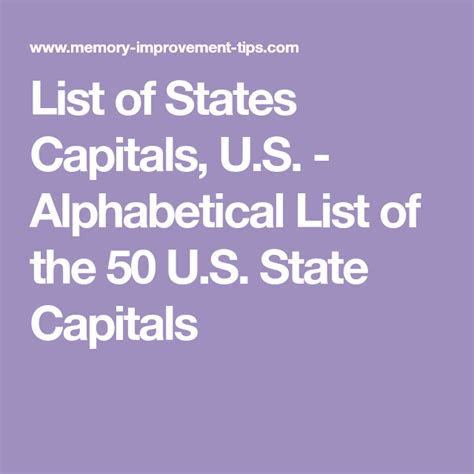 List Of States Capitals Us Alphabetical List Of The 50 Us State