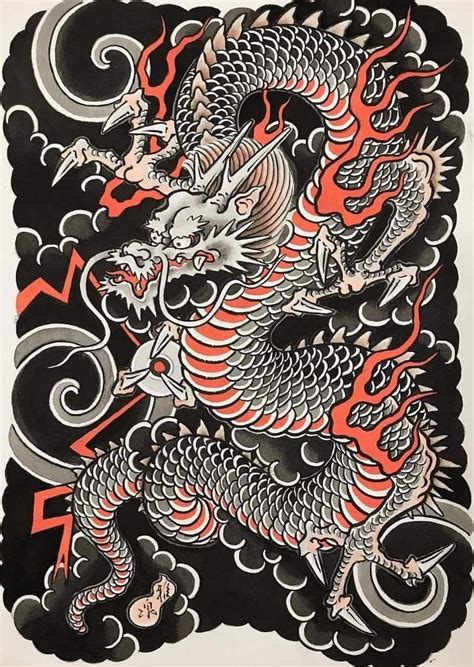 Pin By Zaodi On Dragonsnekhannyadrawingstencil Japanese Dragon