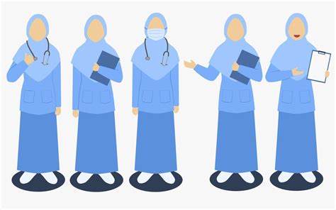 set of muslim nurse character on different pose 12652296 vector art at vecteezy