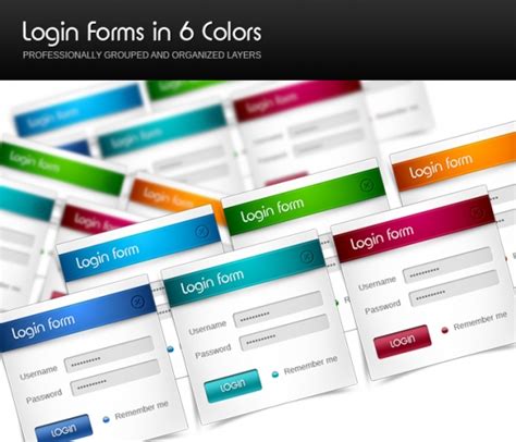 Pro Login Forms In 6 Colors 30100 Web Graphics Graphics