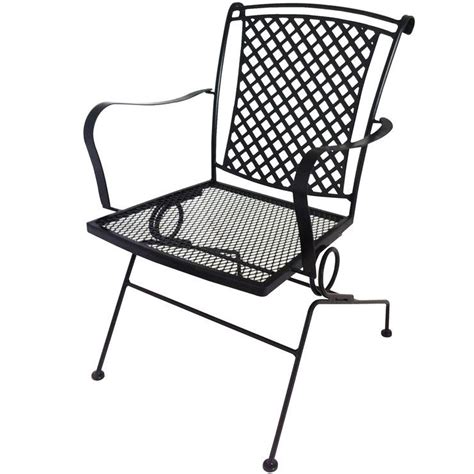 Outdoor furniture chaise lounge chair beach house garden furniture wrought iron. Wrought Iron Lattice Back Spring Chair - Black ...