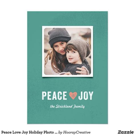 Peace Love Joy Holiday Photo Card A Festive Message And Square Photo