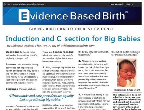 Evidence Based Birth Ebb Free Informational Handouts On Induction C