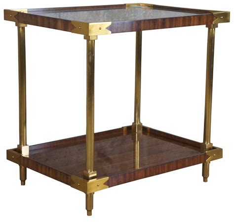Celerie Kemble Henredon William Two Tier Mahogany Rosewood Brass End Table