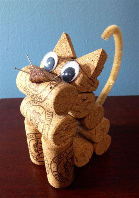 Cat Figurine Made From Recycled Corks Wine Cork Crafts Cork Crafts