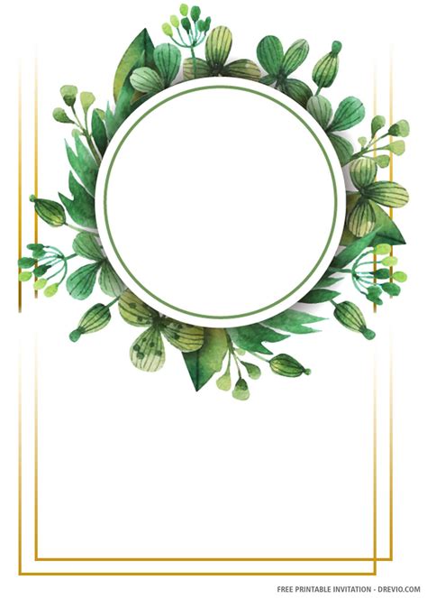 Free Printable Round Greenery Wedding Invitation Templates