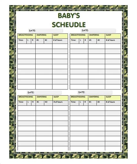 Printable Baby Daily Routine Template Printable Templates