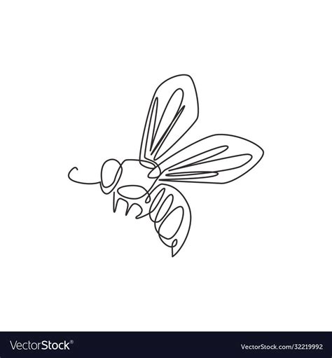 One Single Line Drawing Of Cute Bee For Company Logo Identity Honeybee