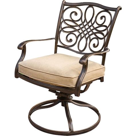 Hanover Traditions 3 Piece Bronze Patio Dining Set With Tan Cushions At