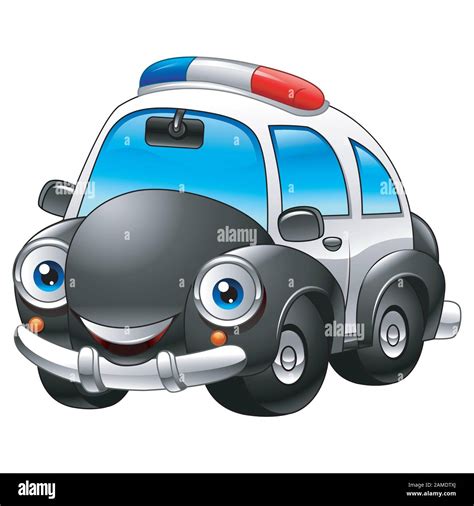 Cartoon Police Car Character Vector Illustration Stock Vector Image