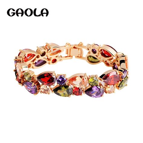 GAOLA Mona Lisa Multicolor Charm Waterdrop AAA CZ Rose Gold Color