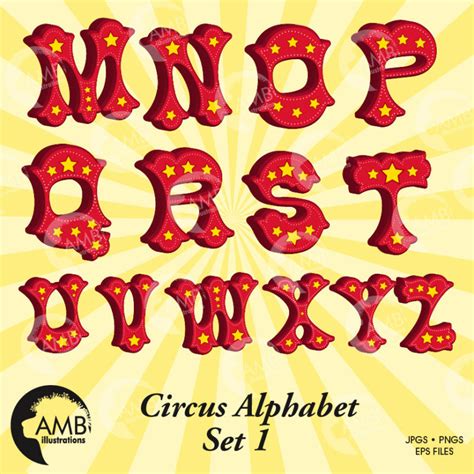 Circus Alphabet Circus Letters With Stars Circus Fonts Clipart Amb