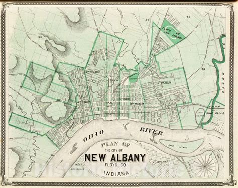 Historic Map 1876 Plan Of The City Of New Albany Floyd Co Indiana