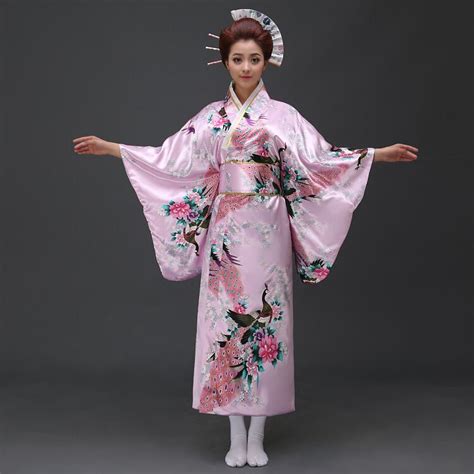 pink traditional japanese women s satin kimono bath gown yukata with