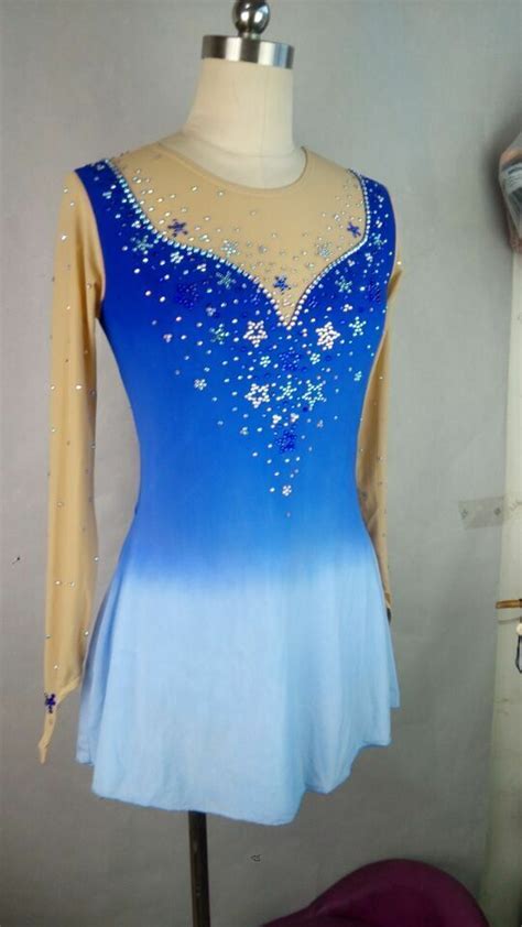 Custom Ice Skating Dress Women Competition Blue Clothing