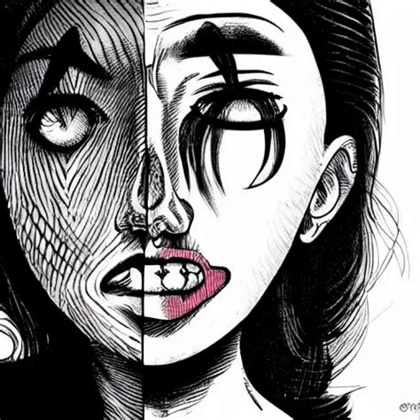 A Woman With Two Faces Junji Ito Style Art Stable Diffusion Openart