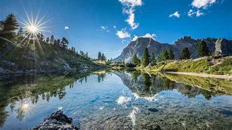 Dolomites Reflection Wallpaper Backiee
