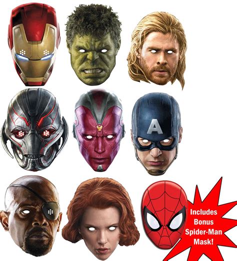 Marvels The Avengers Ultimate Set Of 9 Variety Face Mask Pack