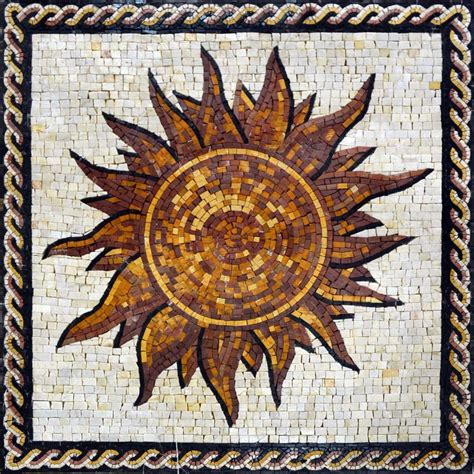 Rustic Solis Sun Mosaic Art Celestial Mozaico