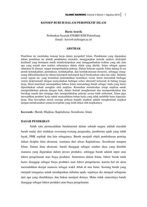 Itulah sebabnya pernikahan dalam islam menjadi suatu hal yang sakral. (PDF) Konsep Buruh dalam Perspektif Islam