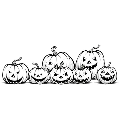 Halloween Pumpkins With Carved Face One Line Art Continuous Line Of
