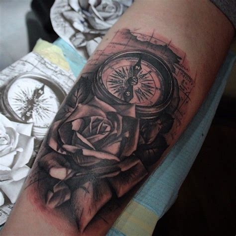 Compass And Rose Tattoo By Mikendazzoart At Pridenenvy