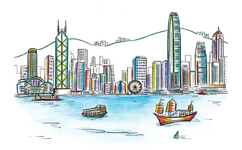 Sketch Of Hong Kong Harbour Karen Aruba