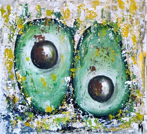 Avocado Painting Original Art Abstract Impasto Acrylic Etsy