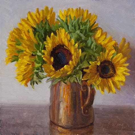 Wang Fine Art Sunflower Still Life Oil Painting Original