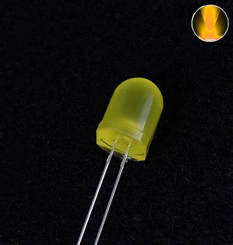 50pcs 10mm Yellow Diffused Led Diode Light 20ma Round Dip Through Hole