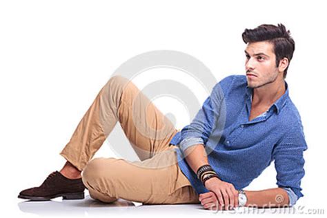 Side View Of A Young Casual Man Resting Stock Image Image Of Look
